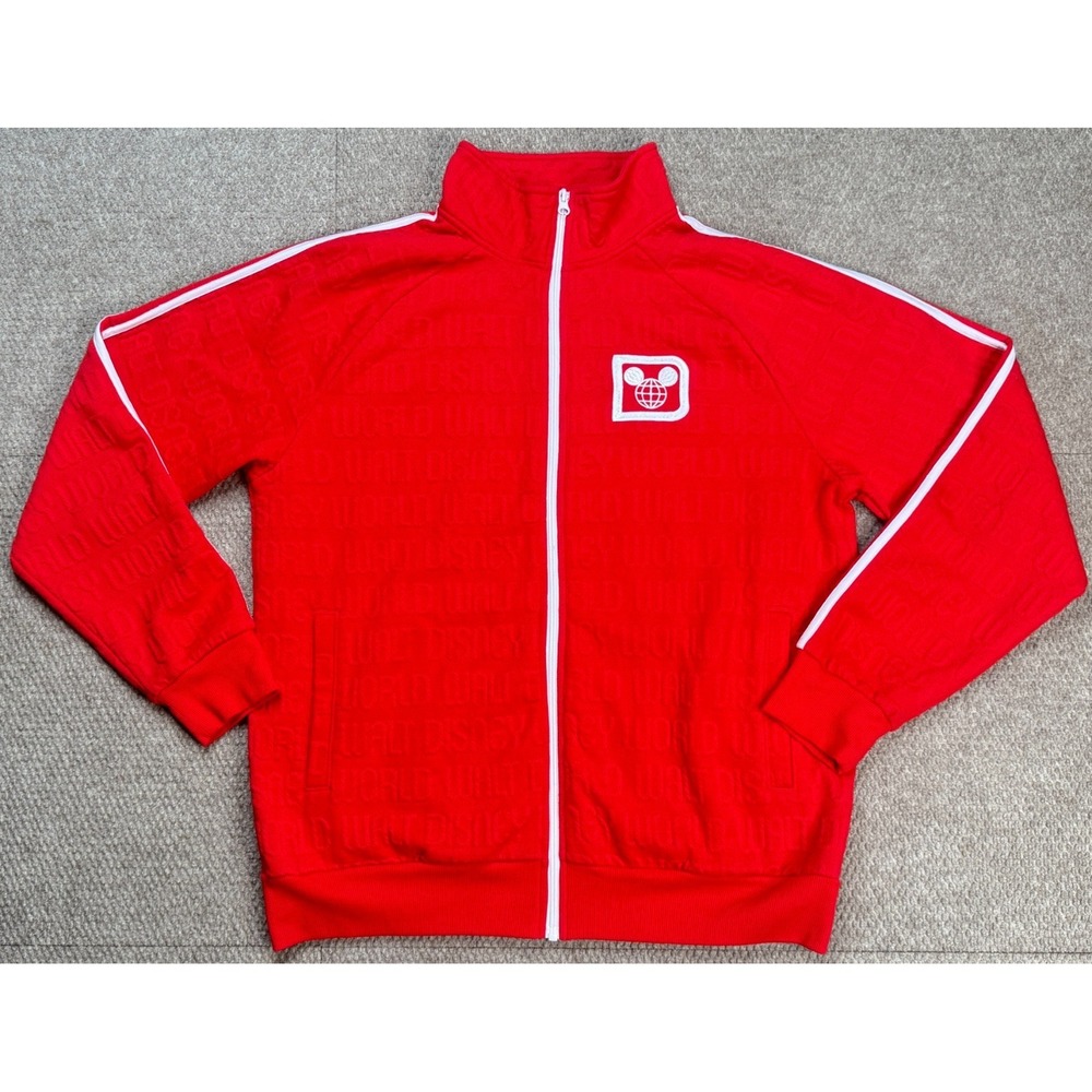 Disney Parks Men's Full Zip Embroidered‎ Spell Out Track Jacket Size Large